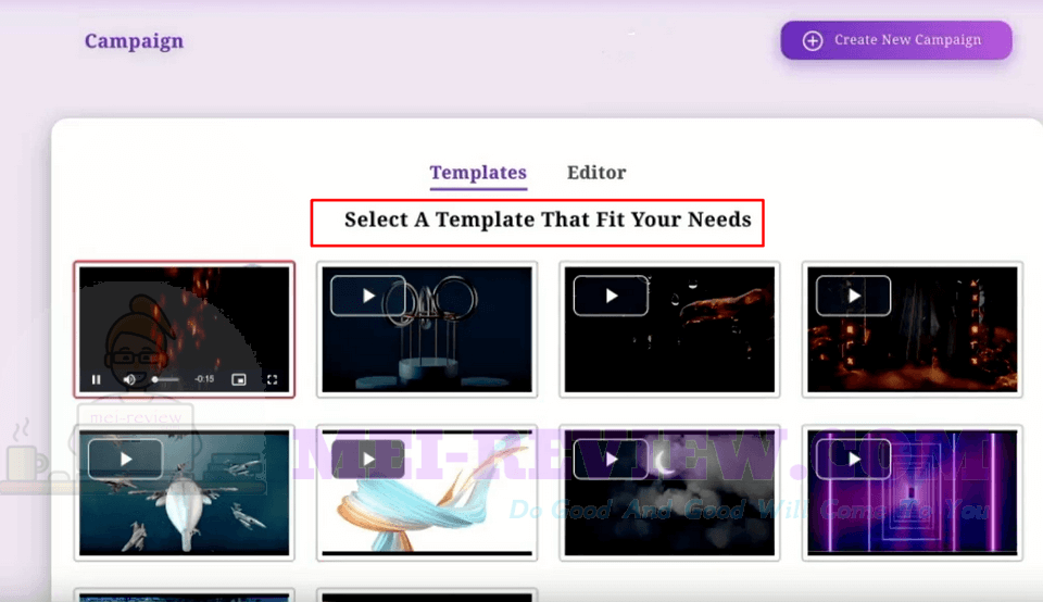VidShortz-Review-Demo-6-select-video-template