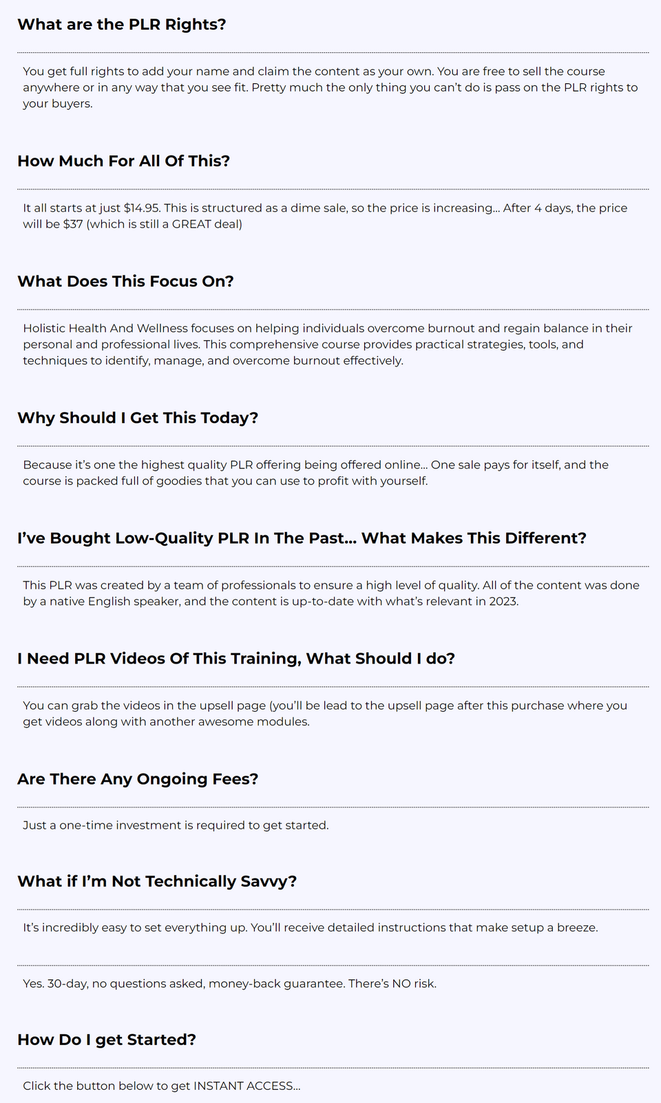 Holistic Health And Wellness PLR Review & Handy Bonuses